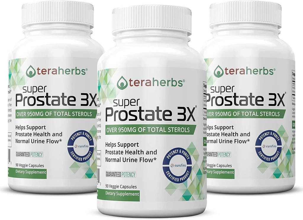 Tera Herbs Super Prostate 3X - Bladder Control, 호르몬 균형 & Enlarged Prostate & Frequent Urination에 대한 지원 - 남자 w/Beta Sitosterol에 대한 전립선 보조제는 Palmetto (3 팩)를 보았습니다.