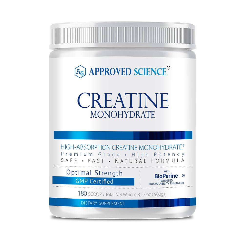 BioPerine을 가진 승인되는 과학 크레아틴 Monohydrate 분말 - Lean 근육 성장과 회복을 지원합니다 - 서빙 당 180의 서빙 - 5g - Unflavored - Non-GMO, Vegan