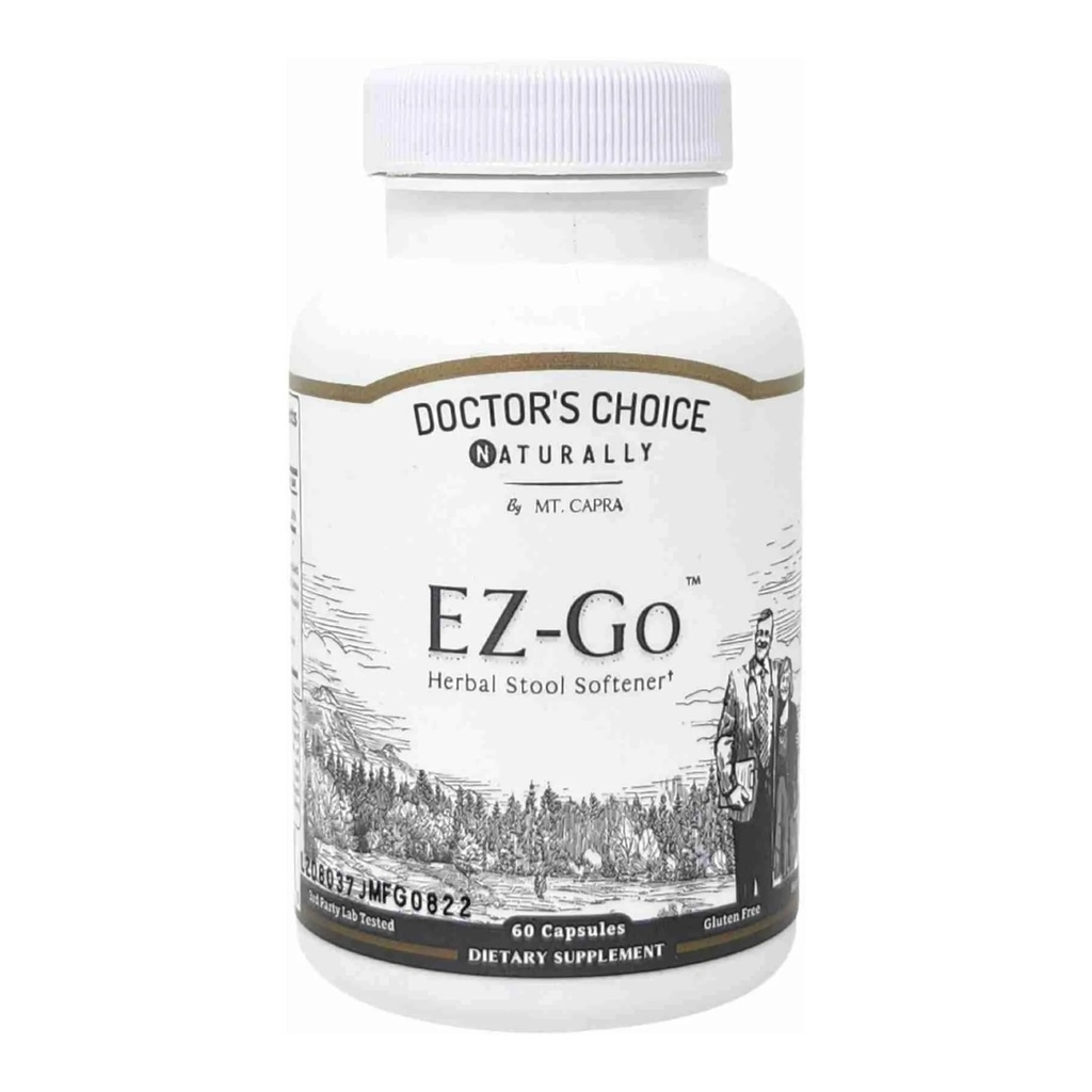 Mt. Capra EZ-Go Herbal Stool Softener | Non-Habit Forming, Gentle Elimination Support | 케이프 알로에 젤, Slippery Elm Bark, Marshmallow Root, Triphala, 마그네슘, Rhubarb Root 포함 | 30 서빙