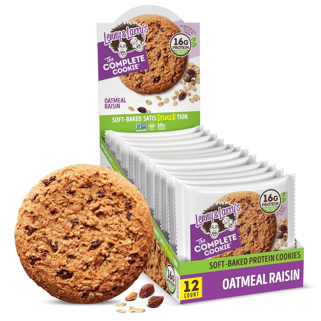 Lenny & Larry의 완전한 과자, Oatmeal Raisin, 16g 식물 단백질, Vegan, Non-GMO, 4 Ounce (12의 포장)
