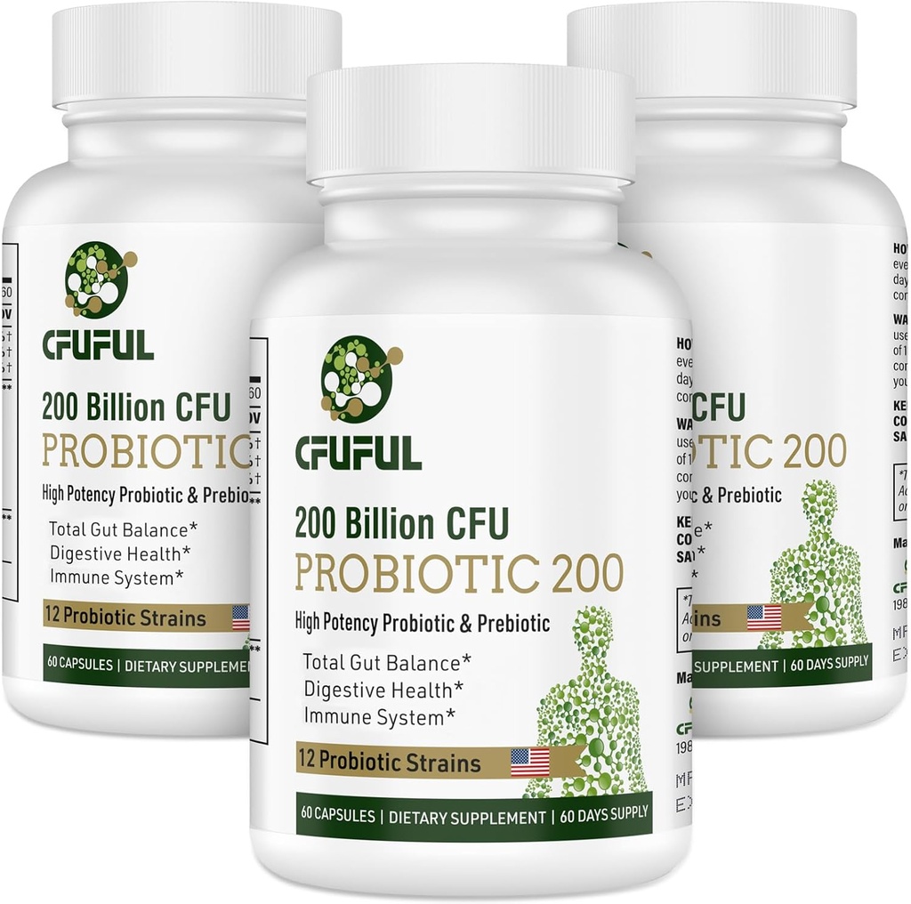 여성 및 남성을위한 프로 바이오 틱스 - 200 억 CFU 12 스트린 Probiotics Digestive Health Gut & Immune Health, Energy, 유기 프리 바이오 틱스와 프로 바이오 틱스 선반 안정 180 캡슐