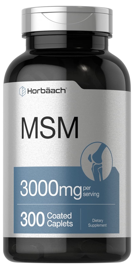 Horbäach MSM 보충교재 | 3000mg | 300의 입히는 모자 | 칼슘을 가진 Methylsulfonylmethane | 채식주의자, 비 GMO, 글루텐 자유로운