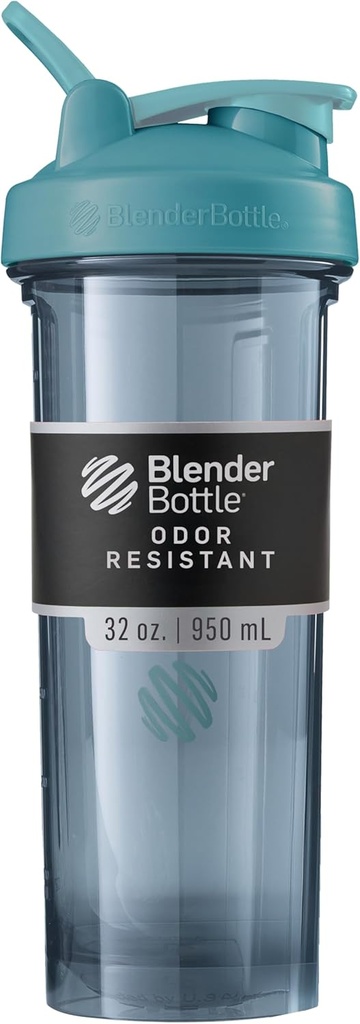 BlenderBottle Shaker Bottle Pro 시리즈 단백질 쉐이크 및 사전 운동, 32-Ounce, Cerulean Blue 완벽