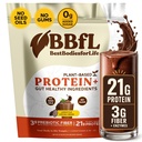 BBfL 공장 기반 단백질 셰이크 - 21g Vegan Protein, Cocoa + Apple Cider Vinegar, Prebiotics, 소화 효소, Gut Health 지원 - 여성 및 남성 (15 서빙, Cocoa Cream)
