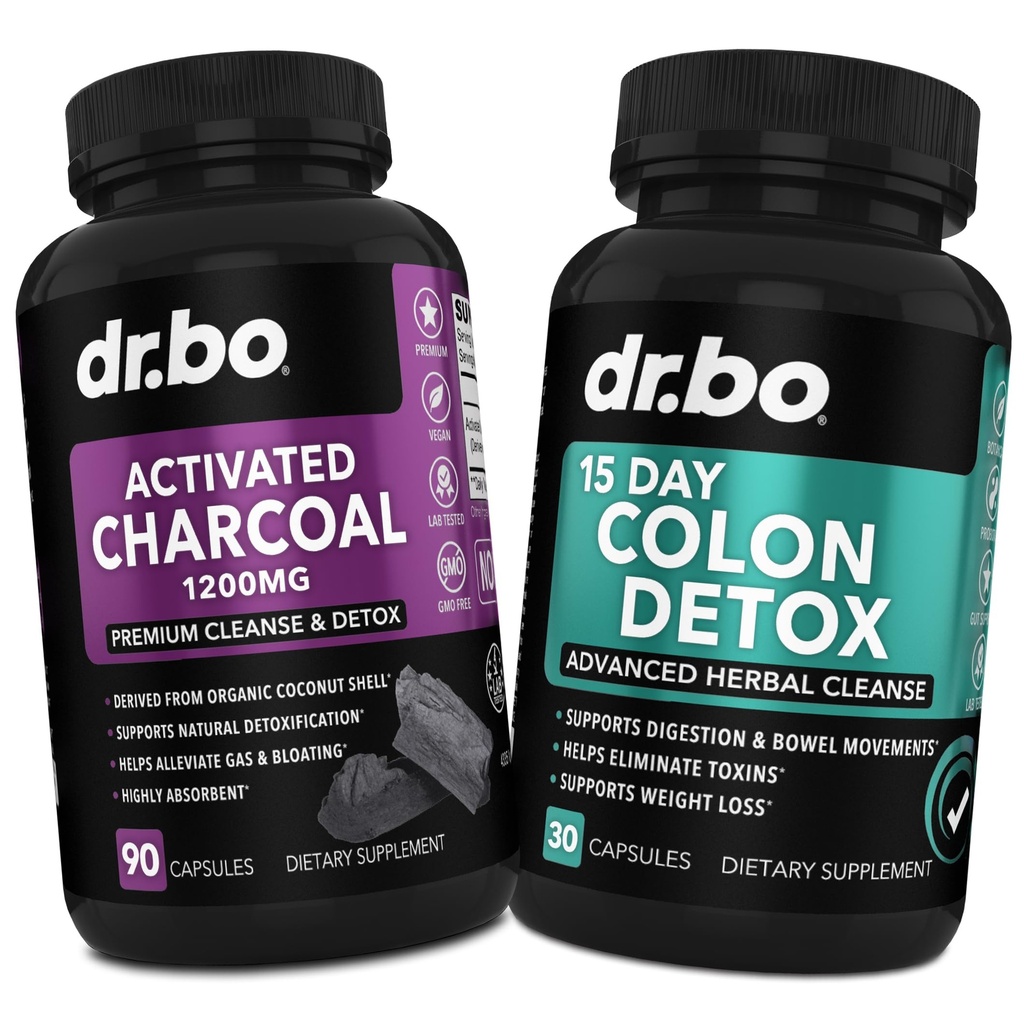 활성화 된 숯 & 콜론 클렌저 Detox - 유기 코코넛 숯 알약 & 콜로세움 Stomach 가스 Bloat 및 정기적 인 용 콜로세움 - Stomach Bloating, Gut Support를위한 Bowel 운동 보충제