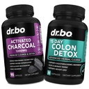 활성화 된 숯 & 콜론 클렌저 Detox - 유기 코코넛 숯 알약 & 콜로세움 Stomach 가스 Bloat 및 정기적 인 용 콜로세움 - Stomach Bloating, Gut Support를위한 Bowel 운동 보충제