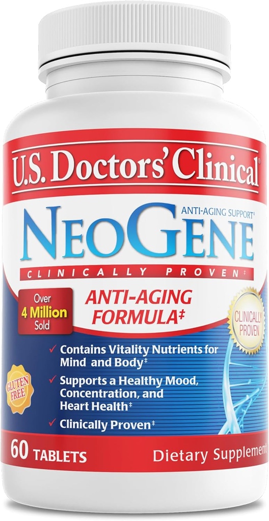 미국 의사의 임상 NeoGene (Formerly) GH3 임상적으로 입증 된 노후화 지원은 Mood, Cognition, Heart Health, Antioxidant Support [1 Month - 60 ct.]를 지원하는 영양사와 보완