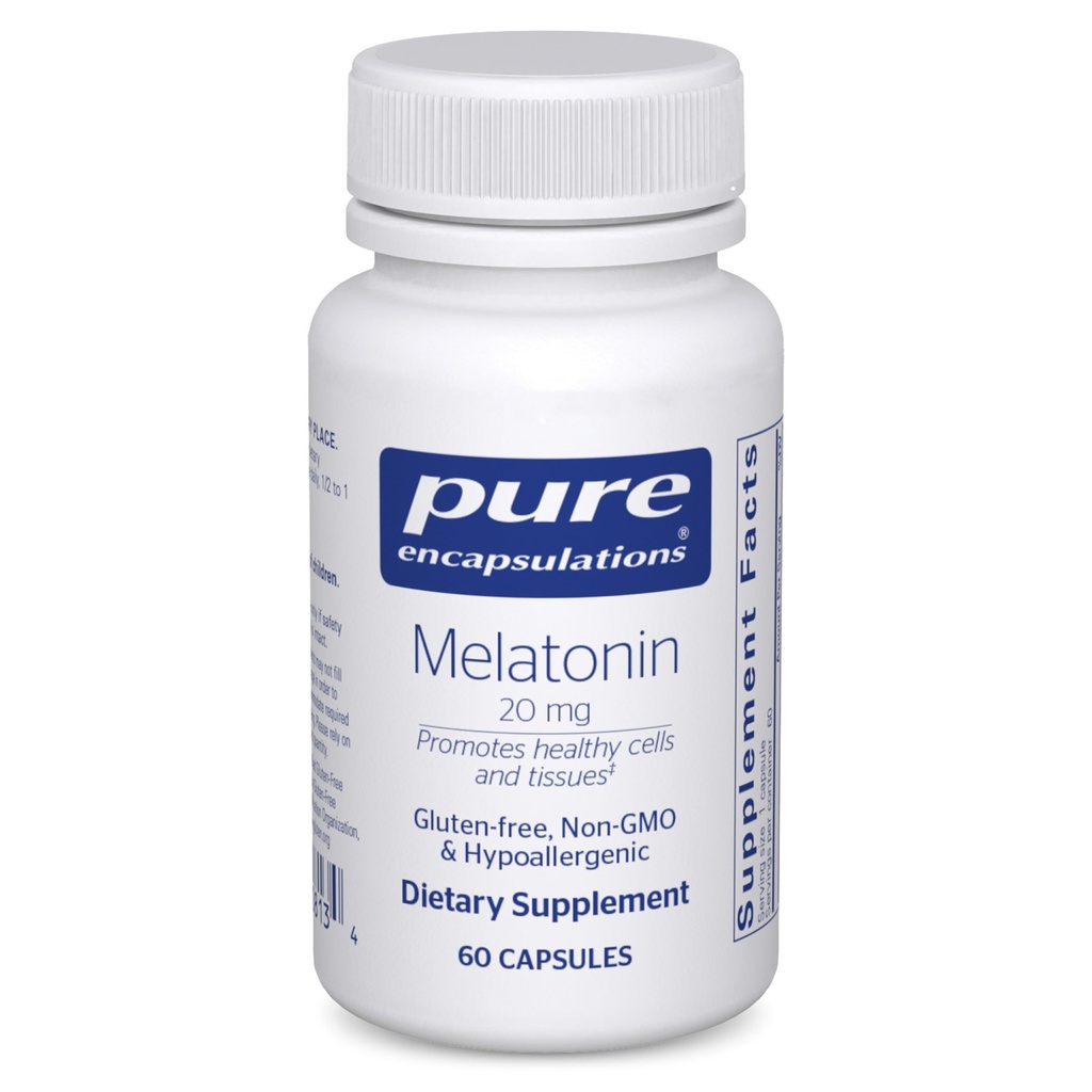 Pure Encapsulations Melatonin 20 mg - 수면 지원에 의도되지 않음 - 면역 체계 & 건강한 세포를 위해 - 99.5% 순수성 Melatonin - 글루텐 자유로운 & 비 GMO - 60 캡슐