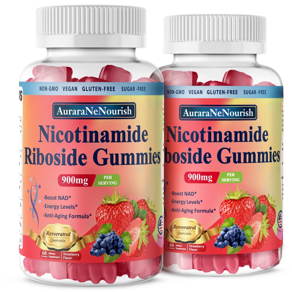 2 팩 NAD Resveratrol 보충교재, Quercetin, 교원질, 비타민 지원 노화 방지, 세포 재생, 에너지 부스트, 여성 남자를 위한 피부 개선을 가진 설탕 자유로운 900mg Gummies