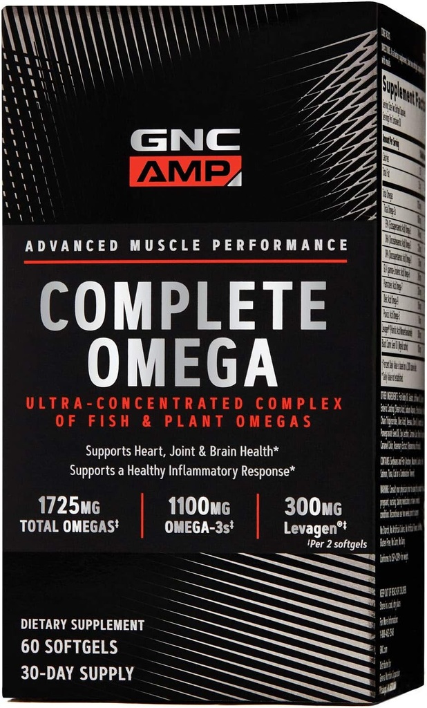 GNC AMP 완전한 오메가, 심장, 합동, 뇌 건강, 60 조사