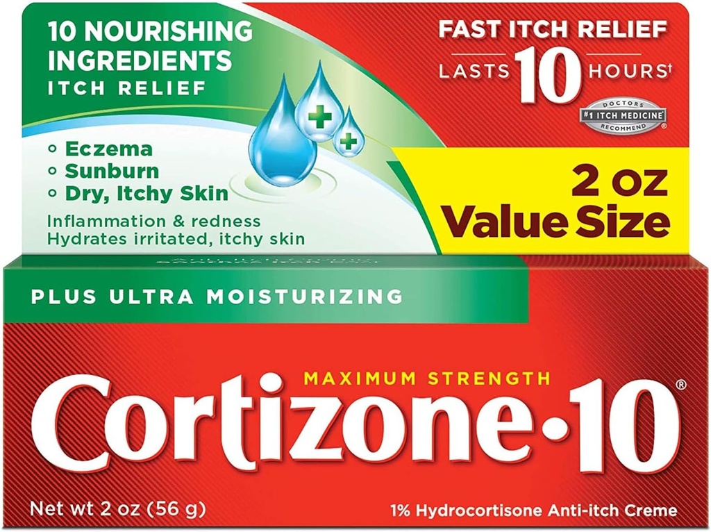 Cortizone-10 Plus 최대 강도 Anti-Itch Creme 2 oz (패치 2)