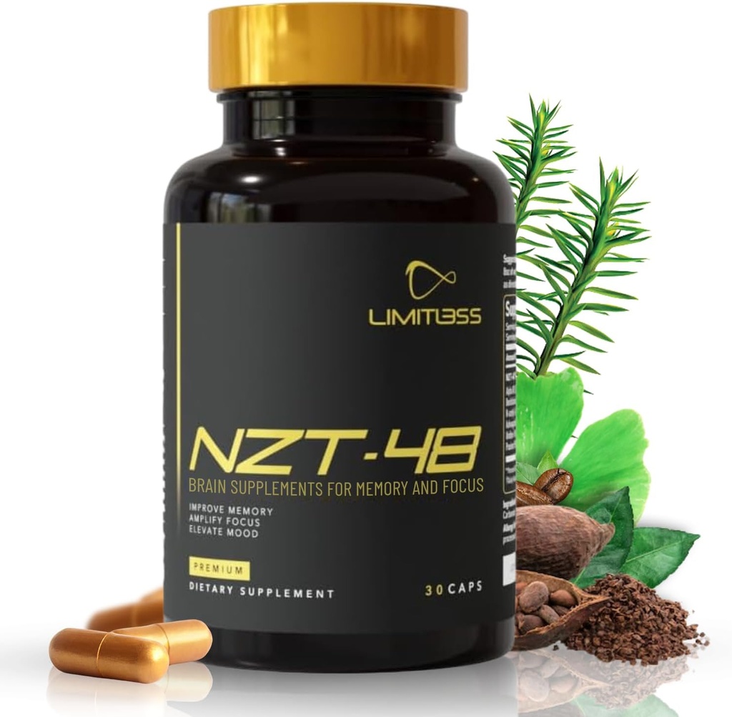 NZT-48 뇌 부스터 | 노 트로픽 뇌는 메모리와 초점에 대 한 보충 교재 | Caffeine, Phosphatidylserine, 비타민 B6 및 B12, Ashwagandha | 60 서빙