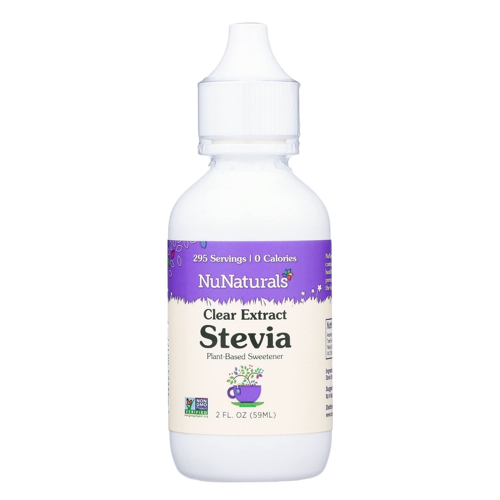NuNaturals 명확한 추출물 스테비아, 식물 기초 감미료, 플라스틱 병, 2개 oz