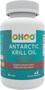 OHOO Antarctic Krill 기름 500mg Omega-3 EPA & DHA 보충교재, Phopholipids, 산화 방지제 Astaxanthin는, 물고기 Aftertaste, 30 Softgels를 가진 건강한 심장과 노화 방지 보충교재를 지원합니다
