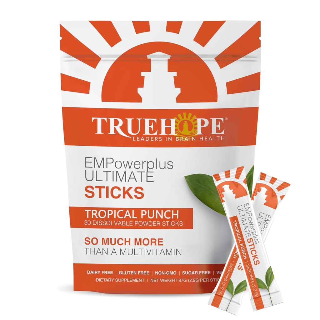 Inositol이있는 Truehope Multivitamin Nootropic 파우치 - 한 번에 EMPowerplus Ultimate 스틱 - 30 카운트 (트로피컬)