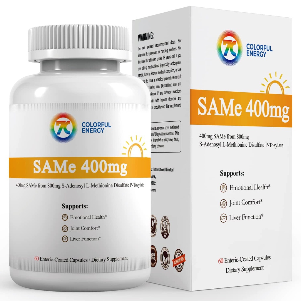 7c Sam e 400mg 보충교재 (S-Adenosylmethionine), 비타민 B6, B12는 Sam-e 효과적인, 계류 및 합동 안락, Vegan, 비 GMO, 글루텐 자유로운, 60 Enteric에 의하여 입힌 캡슐을 강화하기 위하여 추가했습니다
