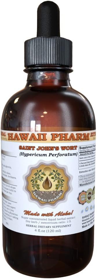 하와이 Pharm Saint John 's Wort (Hypericum Perforatum) 액체 추출물 Tincture 4 Oz (120ml)