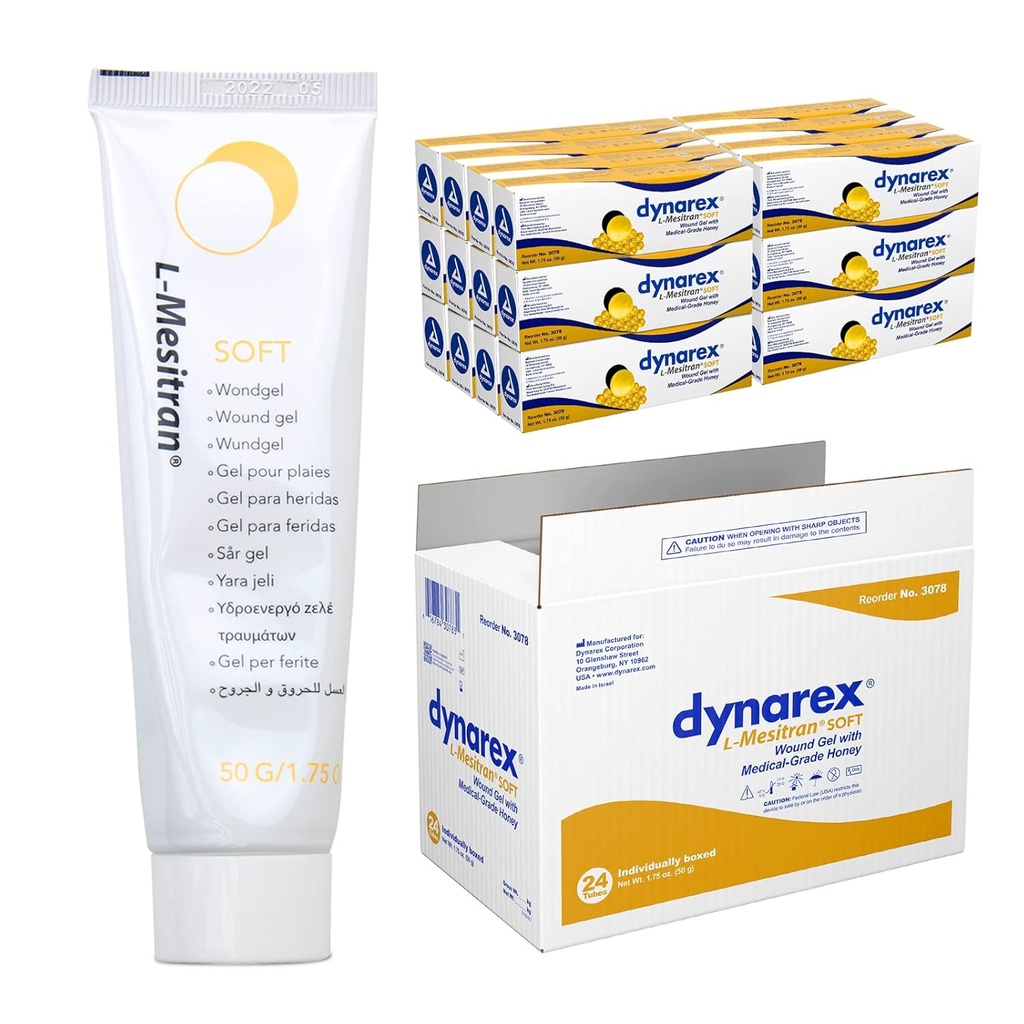 Dynarex 꿀 L-mesitran 의학 급료 꿀을 가진 연약한 부상 치유 젤, 1.75 온스, 24 조사