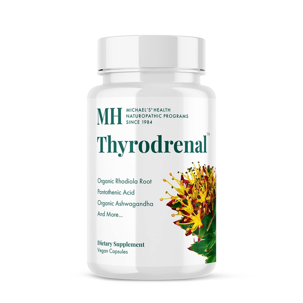 MICHAEL의 건강 Naturopathic 프로그램 Thyrodrenal - 60 Vegan 캡슐 - 지원 Thyroid & Adrenal 건강 - 비타민 C - 30 서빙
