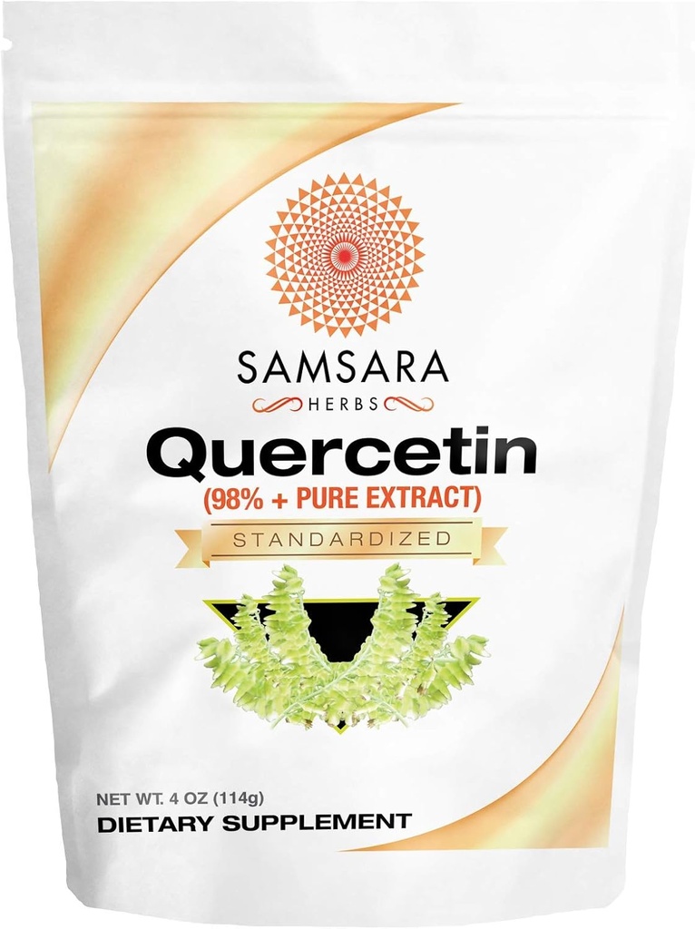 Samsara 허브 Quercetin 98%+ 순수한 추출물 분말 (4oz/114g) - 228 x 500mg 캡슐에 동등한