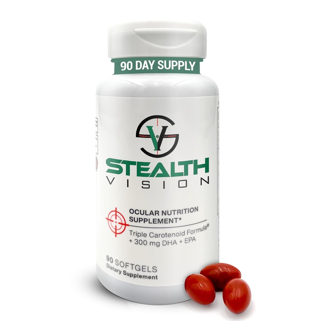 스텔스 비전 아이 비타민, Lutein, Zeaxanthin 및 Meso-Zeaxanthin, 성인을위한 비 GMO 눈 건강 비타민, 완전한 눈 지원을위한 비전 필수 (90 softgels)