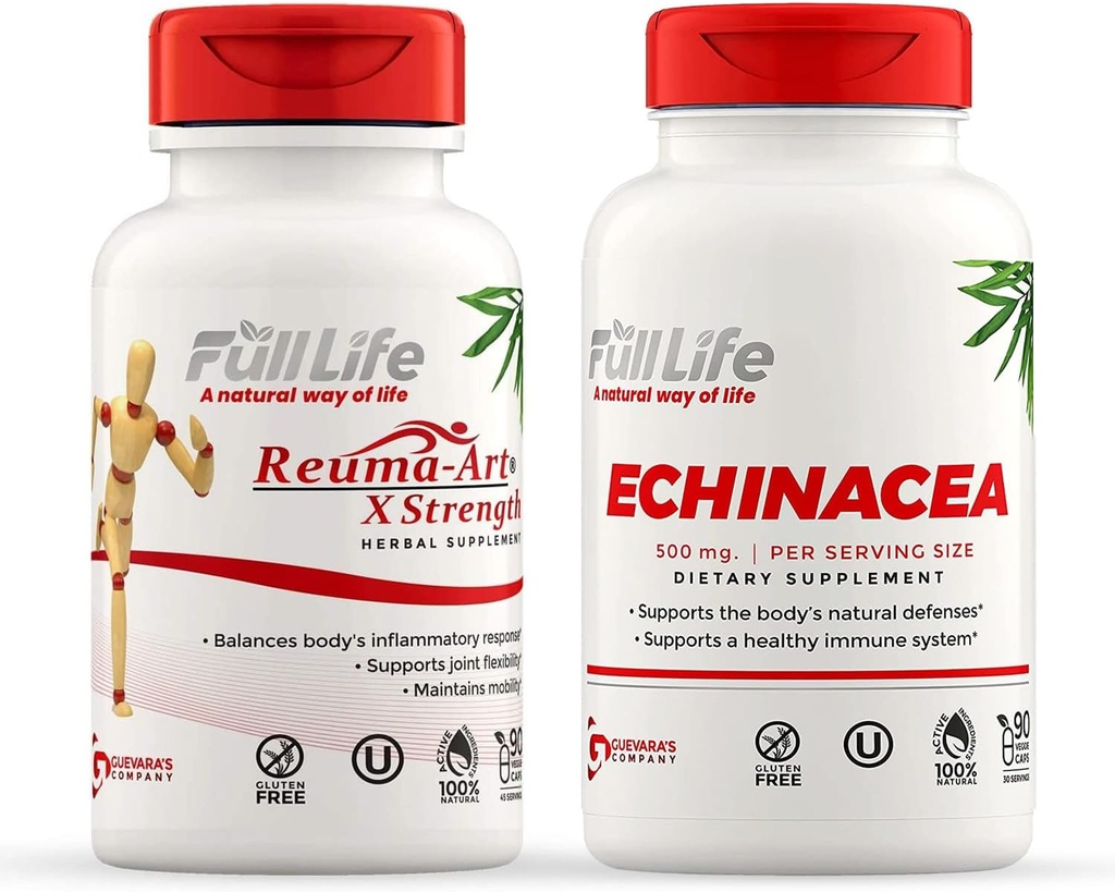 풀 라이프 Reuma-Art X 힘과 Echinacea 캡슐 - 합동 지원 보충교재 - Echinacea Purpurea 추출물 - Kosher, 글루텐 자유로운 - 90의 Veggie 캡슐 각각
