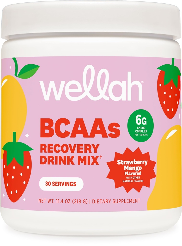 Wellah BCAAs (딸기 망고 맛있은) 30 서빙 - Hydration Complex를 가진 BCAA 분말