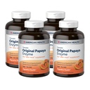 미국 건강 Original Papaya Enzyme - 600 Chewable Tablets, 4 팩 - After-Meal 보충교재 - Non-GMO, Vegan - 800 총 봉사