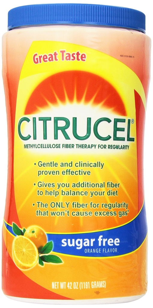 SmartFiber Sugar Free/Orange 풍미 42Oz (1191g)를 가진 정규성을 위한 Citrucel Methylcellulose 섬유 치료