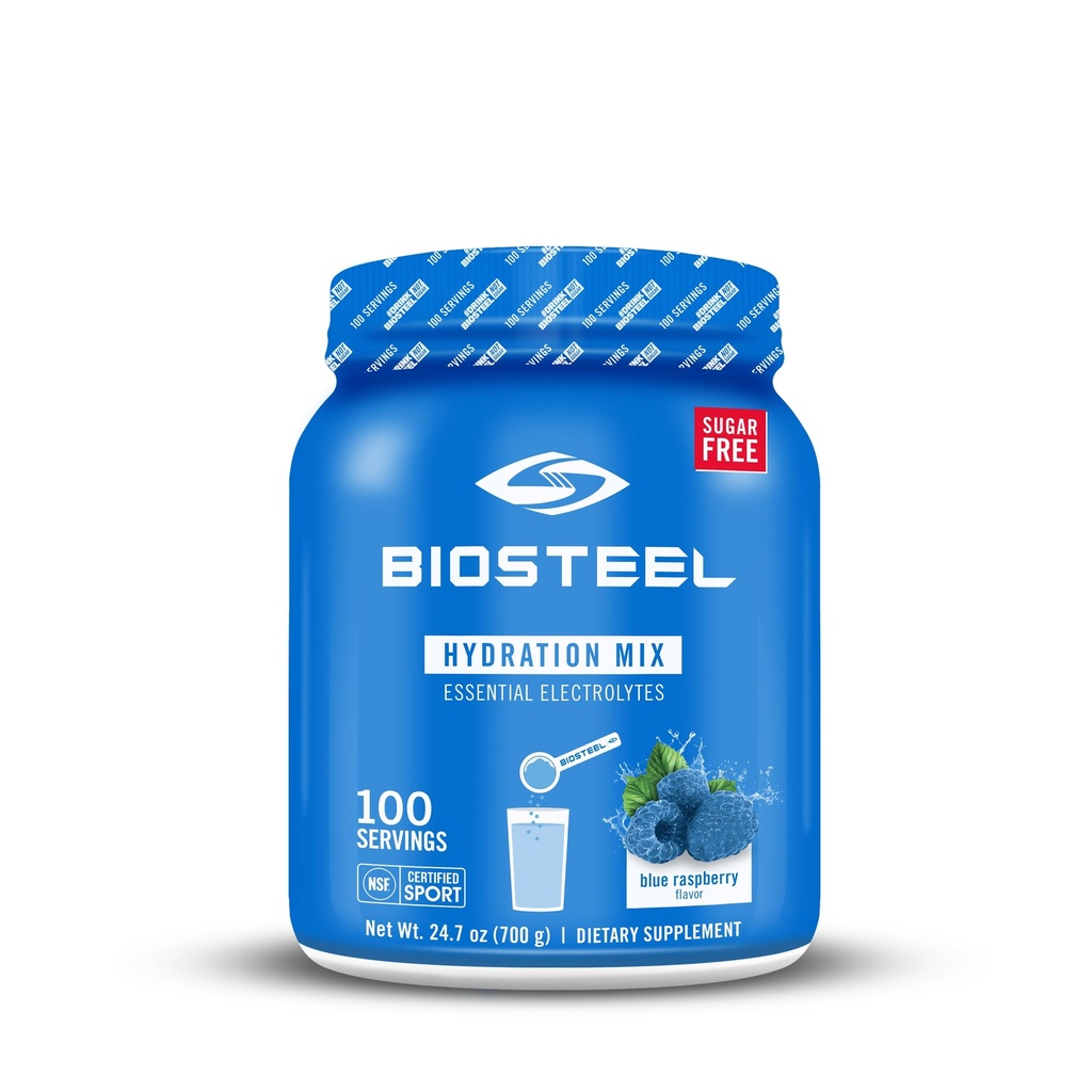BioSteel Zero Sugar Hydration Mix, 5 Essential Electrolytes, 블루 라즈베리 맛, 100 Tub 당 서빙