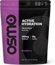 Osmo Active Hydration Electrolyte Powder (2lb Resealable Bag) - 나트륨, 마그네슘, 칼륨, 탄수화물 및 비타민, 사탕수수수수 - 모든 천연 성분, 3X 패스너 Hydration Black Berry