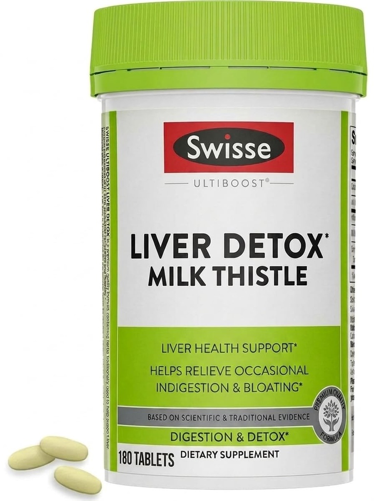 Swisse Milk Thistle Liver Cleanse Detox & Repair | Liver Detox & Liver 서포트 | 밀크 이틀 + 심황 + Artichoke Extract | 당신의 생강의 복용량 | 180 Liver Pills
