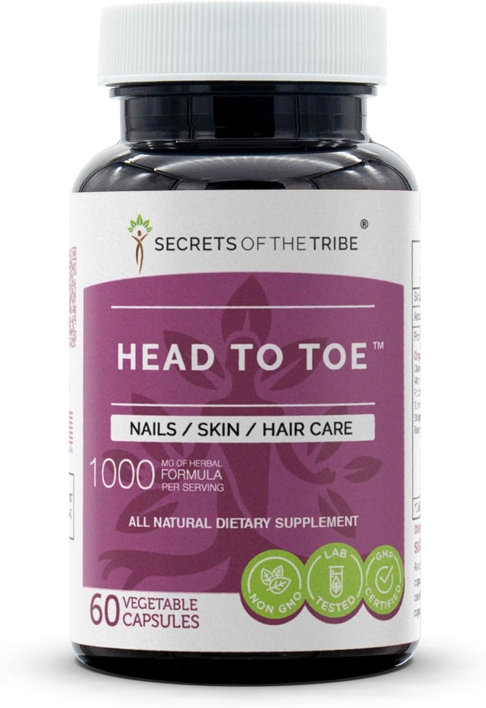 Toe 60 캡슐, 1000 mg, Chamomile, Witch Hazel, Pot Marigold, Turmeric, Sting Nettle, Rosemary에 머리. 손톱 / 피부 / 헤어 케어 (60 캡슐)