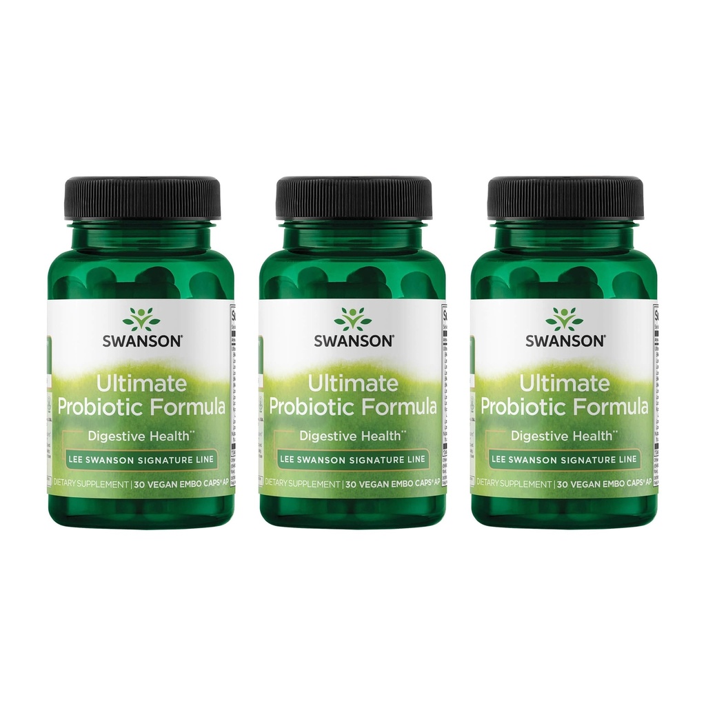 Swanson Ultimate Probiotic 공식 소화 건강 면역 체계 지원 66 억 CFU Prebiotic NutraFlora scFOS 30 DRcaps Veggie 캡슐 (캡) (3 팩)