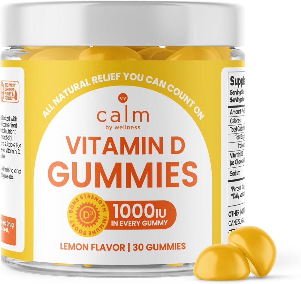 성인, 비타민 D3 거미, 뼈와 면역 체계 지원, 레몬 맛, 30 조사를 위한 비타민 D Gummies에 의하여 Calm