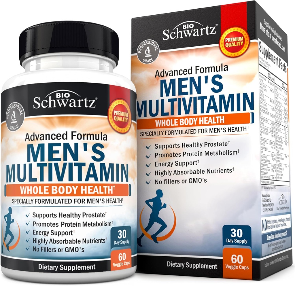 비타민 C A B D3 E 아연을 가진 남자 Multivitamin - 일단 에너지 & 심장을 위한 매일 보충교재 - 흡수를 위한 항산화제 & 소화 효소 - Mental Clarity & 초점 지원 -60 Ct