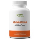 Black Pepper Extract 60 Veggie 캡슐을 가진 PureNature Ashwagandha