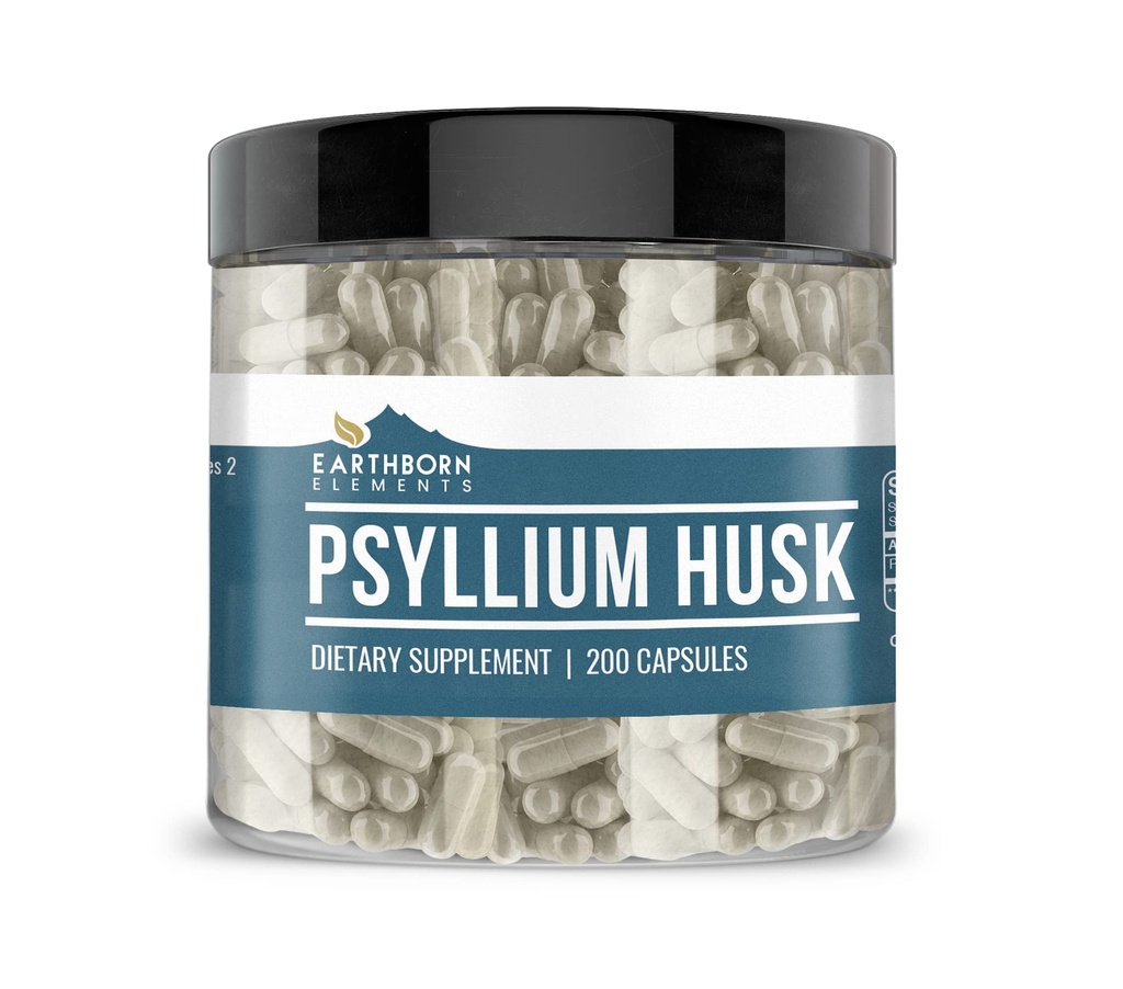 Earthborn Elements Psyllium Husk 200 캡슐, 순수 & Undiluted, 첨가물 없음