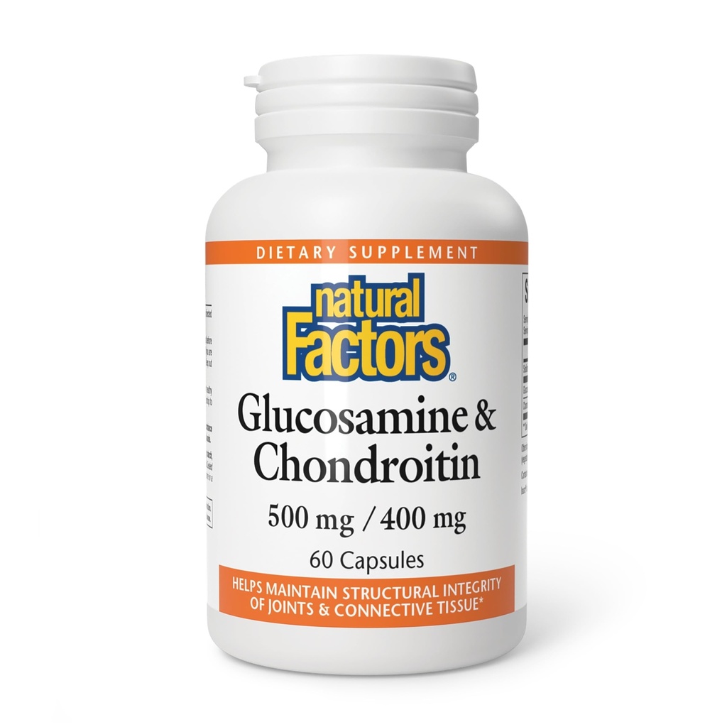 자연적인 요인 글루코사민 & Chondroitin - 건강한 합동 & 연결 조직을 지원합니다 - 비 GMO & 글루텐 자유로운 - 60의 캡슐 (20의 서빙)