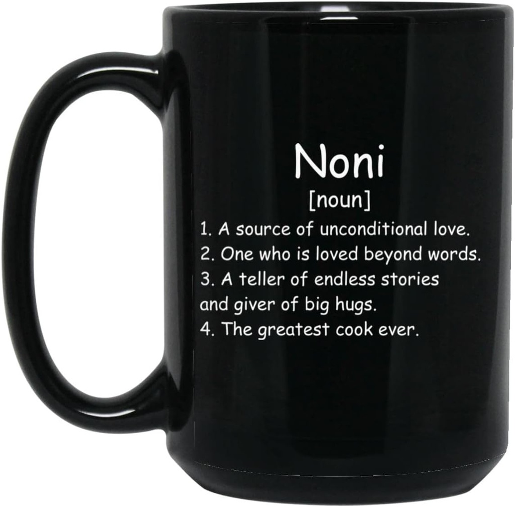 Noni Noun Coffee Mug (Black) - Noni 정의 Mug - Noni를위한 선물 - Noni 선물 - Noni 선물 - 어머니의 날 선물 - 크리스마스 선물 15oz