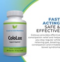 ColoLax Gentle Constipation Relief for Adults - Stool Softener & Colon Cleanse with Psyllium Husk - 가스 및 Bloating, 소화 지원 - 60 캡슐