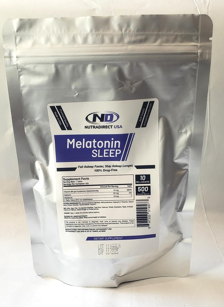 NutraDirect Melatonin 10mg 시간 릴리스 - 500 정제
