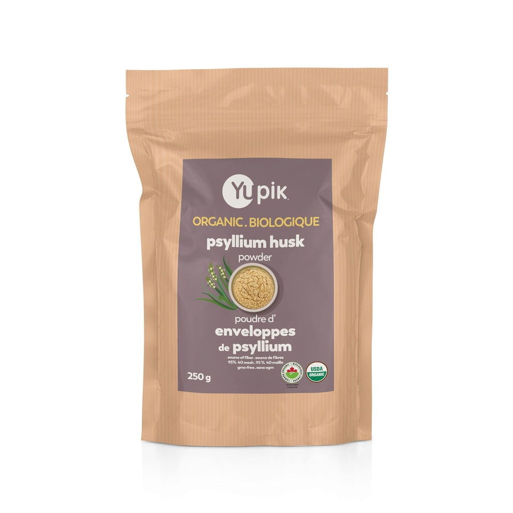 Yupik 유기 Psyllium Husk 분말 8.8oz, 95 % 순도, 수용성 섬유, USDA 인증, 비 GMO, Vegan, Gluten-Free, Unflavored, 식물 기반, 바이킹 및 소화 건강을위한 Coarse Milled Husk