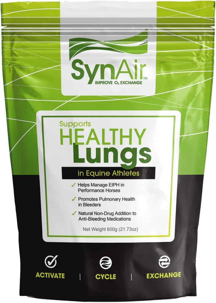 SynNutra Equine SynAir - 말을위한 자연 EIPH 관리 및 폐 지원 - Airway Health & Recovery를 촉진하는 약물없는 공식 - 미국에서 만든