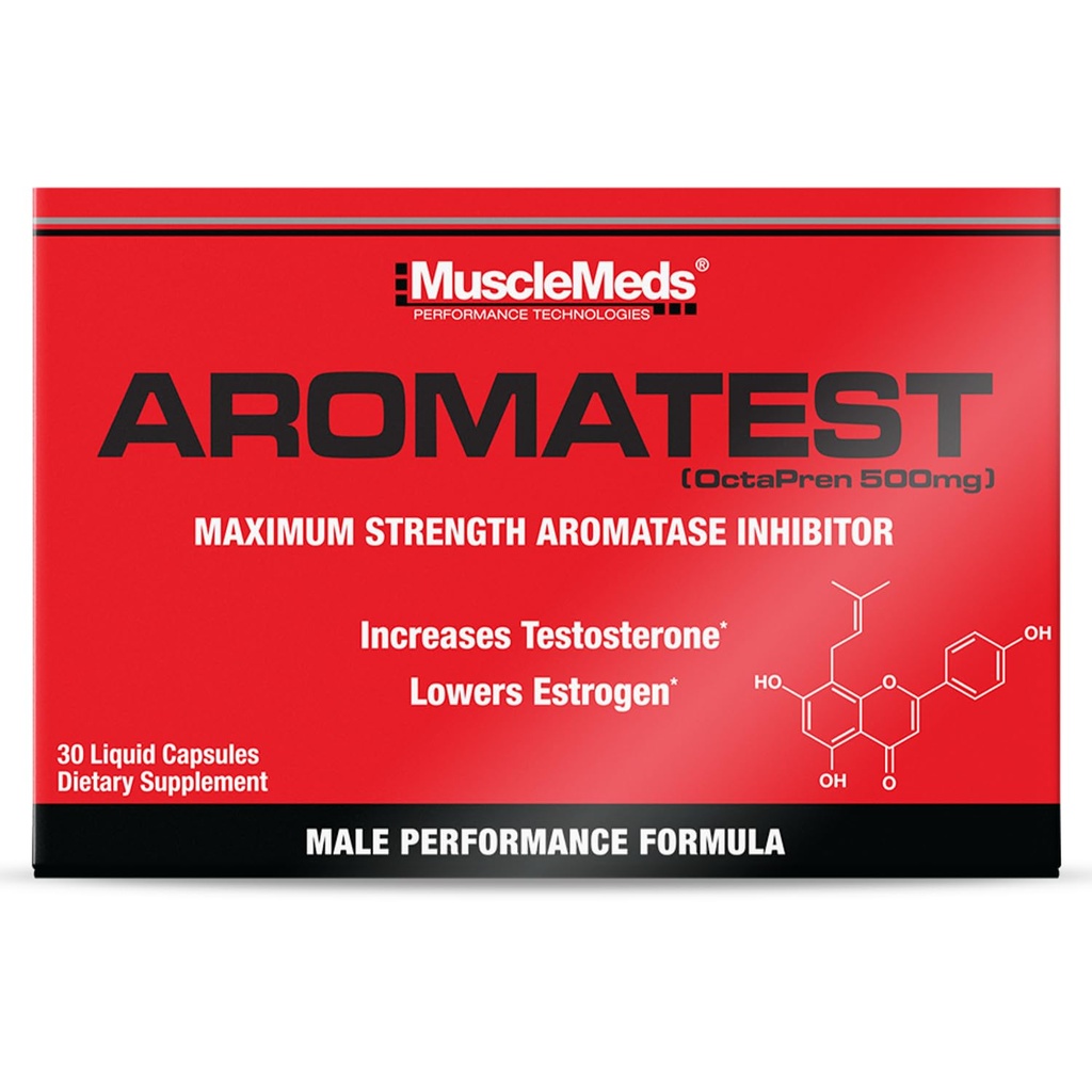 MuscleMeds AROMATEST 테스토스테론 승압기 & Aromatase 억제물, 더 낮은 에스트로겐, 지원 근육 건물 & 힘, 남자를 위한 노화 방지 호르몬 보충, 30의 액체 모자