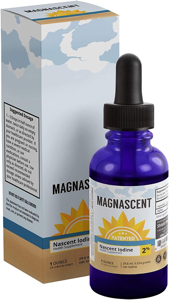 Nascent Iodine 유기 매일 건강 보충교재 높은 힘 2% 집중된 액체 Iodine 하락은 에너지 & 대사 (1oz/30ml)를 지원합니다