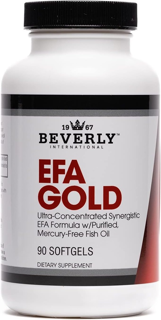 비벌리 인터내셔널 EFA 골드, 90 Softgel 캡슐. 높은 힘 Omega-3s EPA와 DHA + Omega 6&9 지방산. 조합 물고기, Flaxseed 및 붕대 기름.