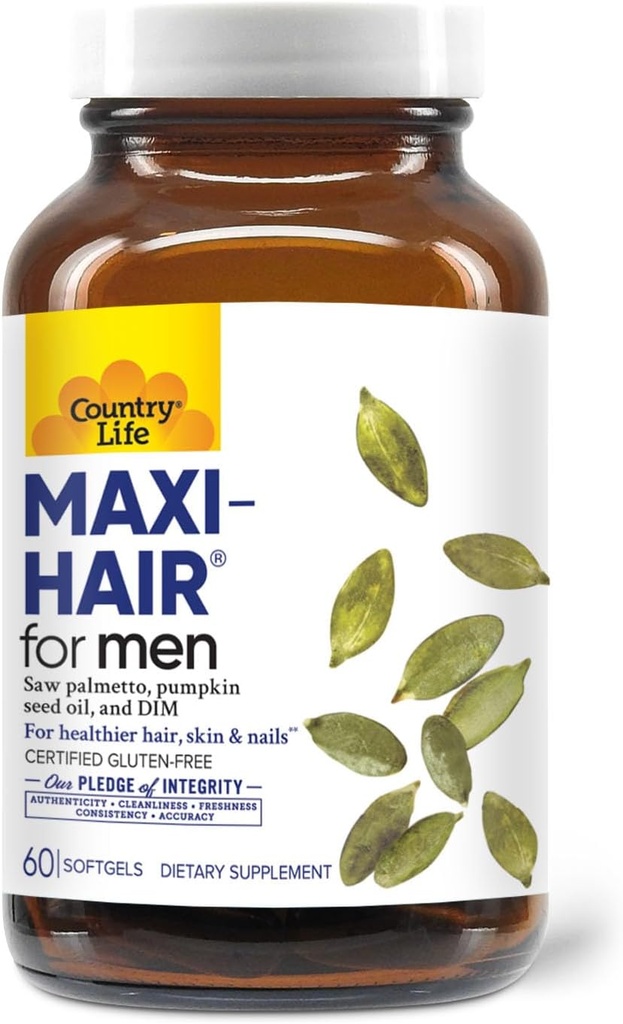 남자를 위한 국가 생활 Maxi-Hair - 2000mcg Biotin는, 톱 Palmetto, 호박씨 기름, DIM, 칼륨, 마그네슘, 칼슘 & 아연 혼합 - 더 건강한 머리, Scalp, 피부 & 못, 60 Vegan 캡슐을 지원합니다