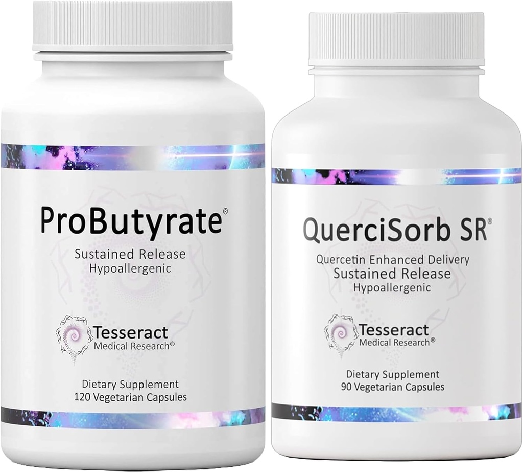 Tesseract Gut & Immune 지원 번들 – ProButyrate 600mg & QuerciSorb SR Quercetin 400mg, 120 + 90 캡슐, 위장 & 면역 건강, Hypoallergenic