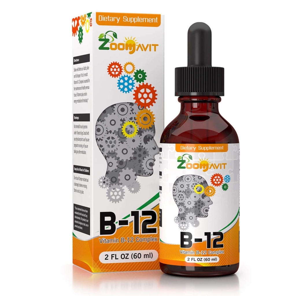빠른 흡수를 가진 비타민 B 복잡한 액체 하락 - 최고 B 액체 복잡한 비타민 B2, B3, B5, B6 & B12 - 자연적인 에너지 부스트, 정신 초점 & 건강한 면역 체계